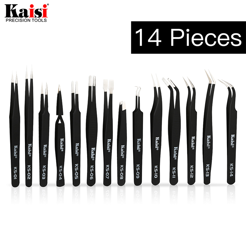 Electronics Repair Center - Zestaw 14 pincet ESD ze stali